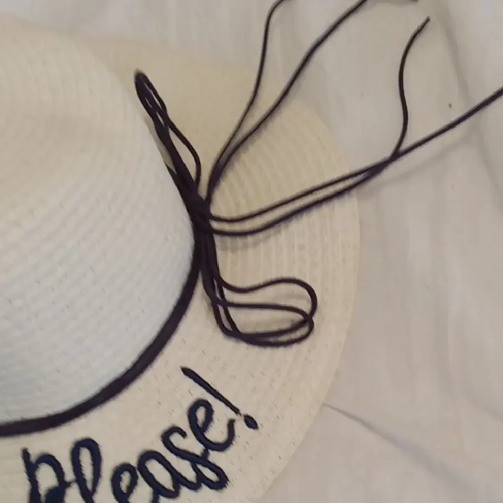 Girl's White Sun Hat with Navy Accents - Beach Ready!